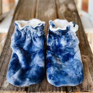LE Indigo Minky Booties Ready to Ship