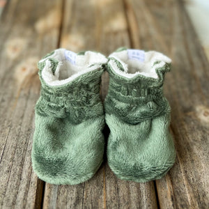 Last Chance! Hunter & Merlot Minky Booties Ready to Ship