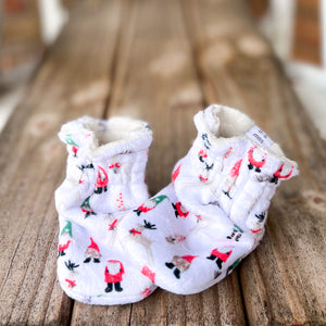 LE Spoonflower Christmas Gnome Minky Booties Ready to Ship