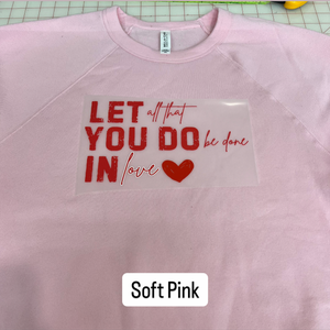 NEW! LE Let all You do Red Heat Transfer Crewneck Sweatshirt