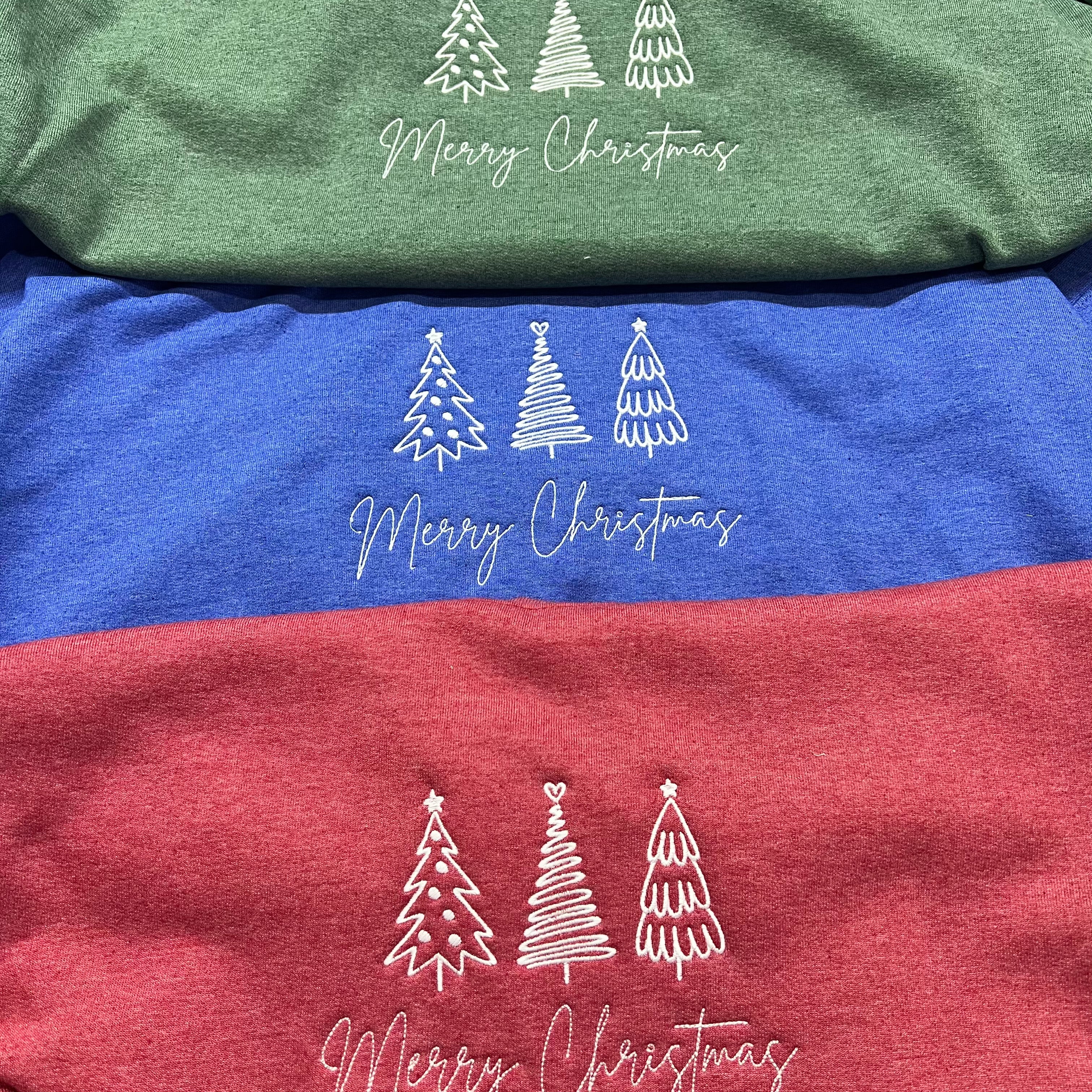 Merry ChrisTmas Embroidered Crewneck Sweatshirts