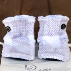 LE Buffalo Grey & white Minky Booties Ready to Ship