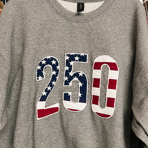 NEW! 250 Flag Appliqued Sweatshirt