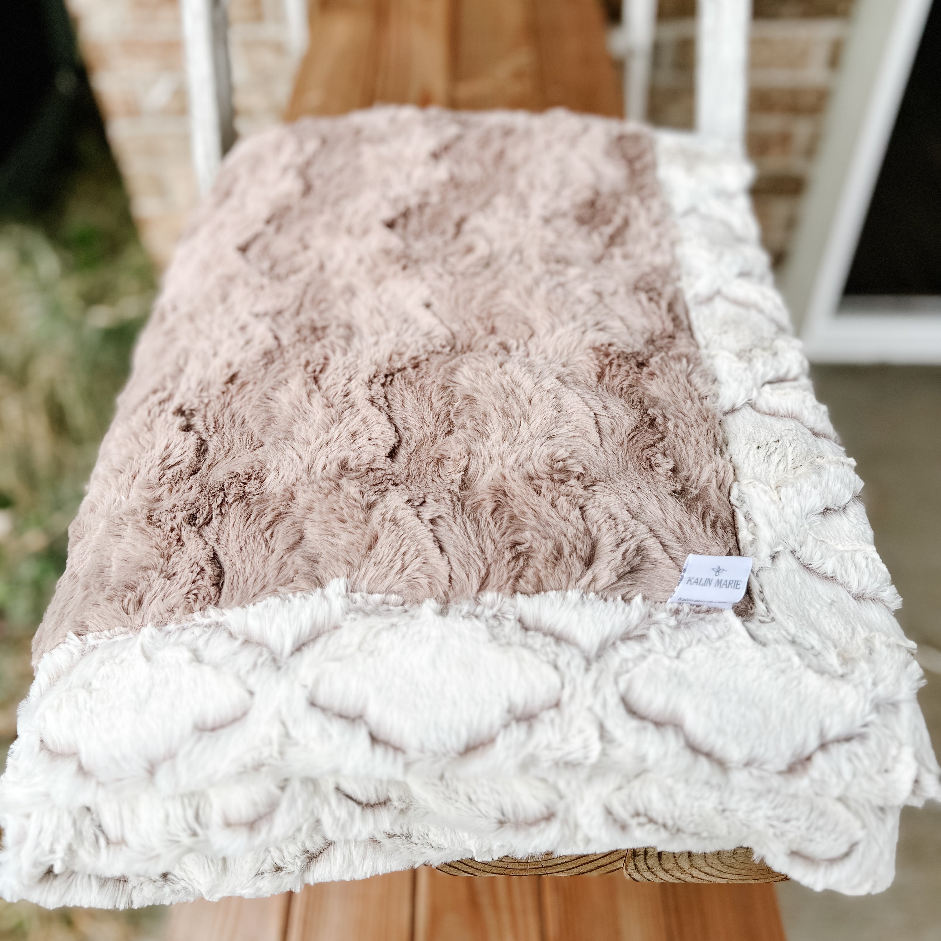 RTS Simply Taupe Glacier & Natural Frosted Lattice Luxe Blanket