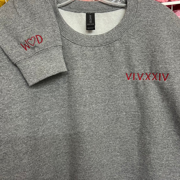 NEW! Roman Numerals Embroidered Sweatshirts