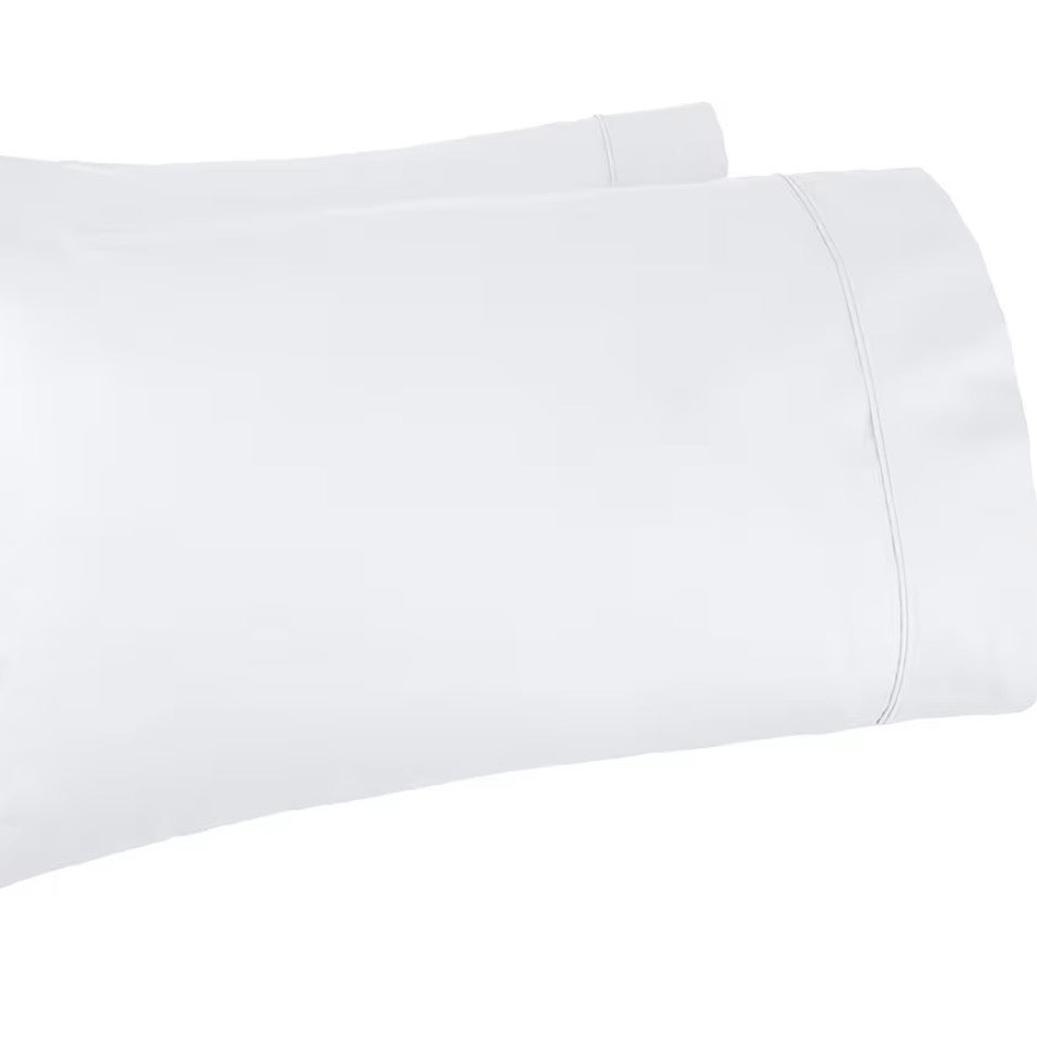 Pair of White Cotton Embroidered Pillowcases