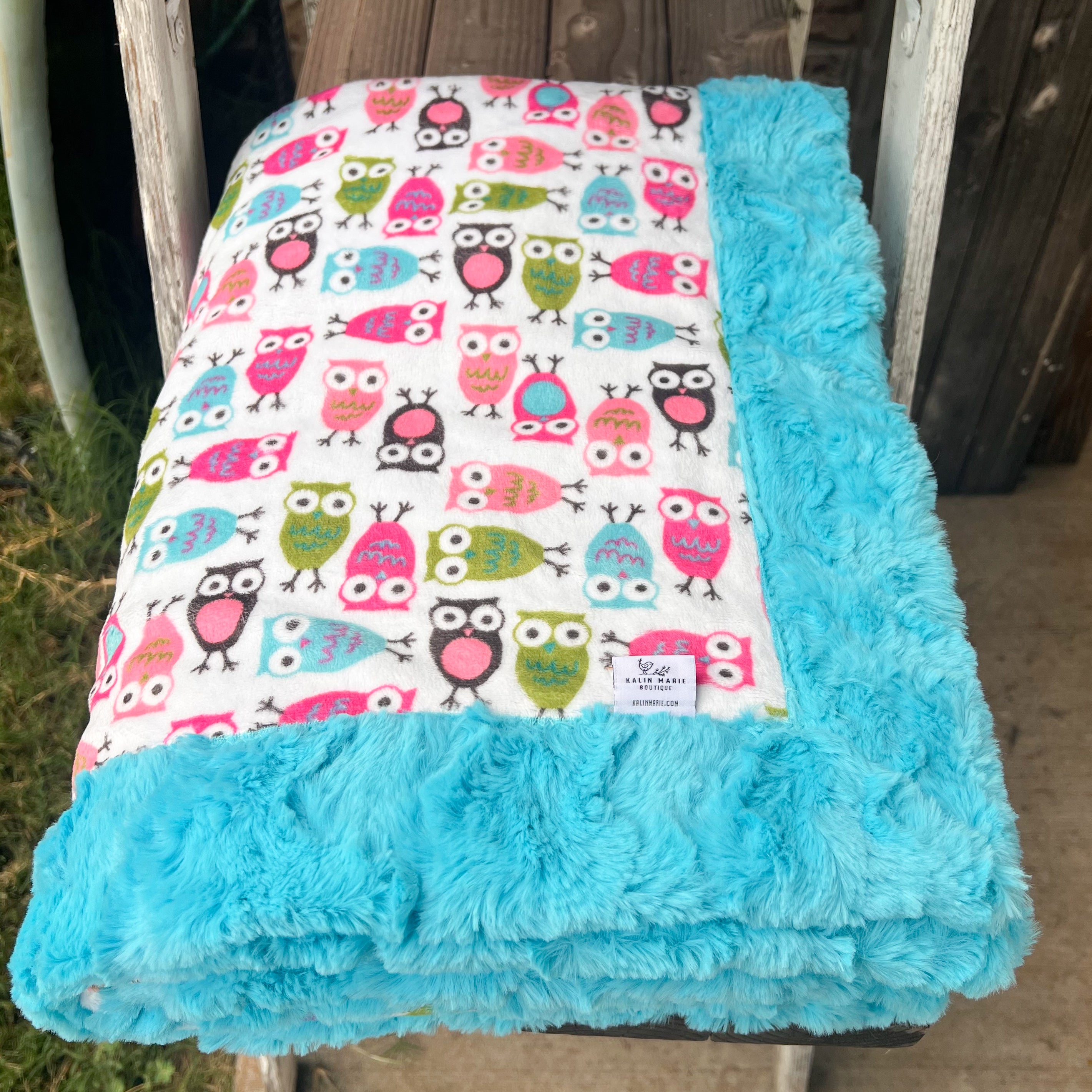 RTS LE Owls & Aqua Glacier Luxe Snuggle Blankets