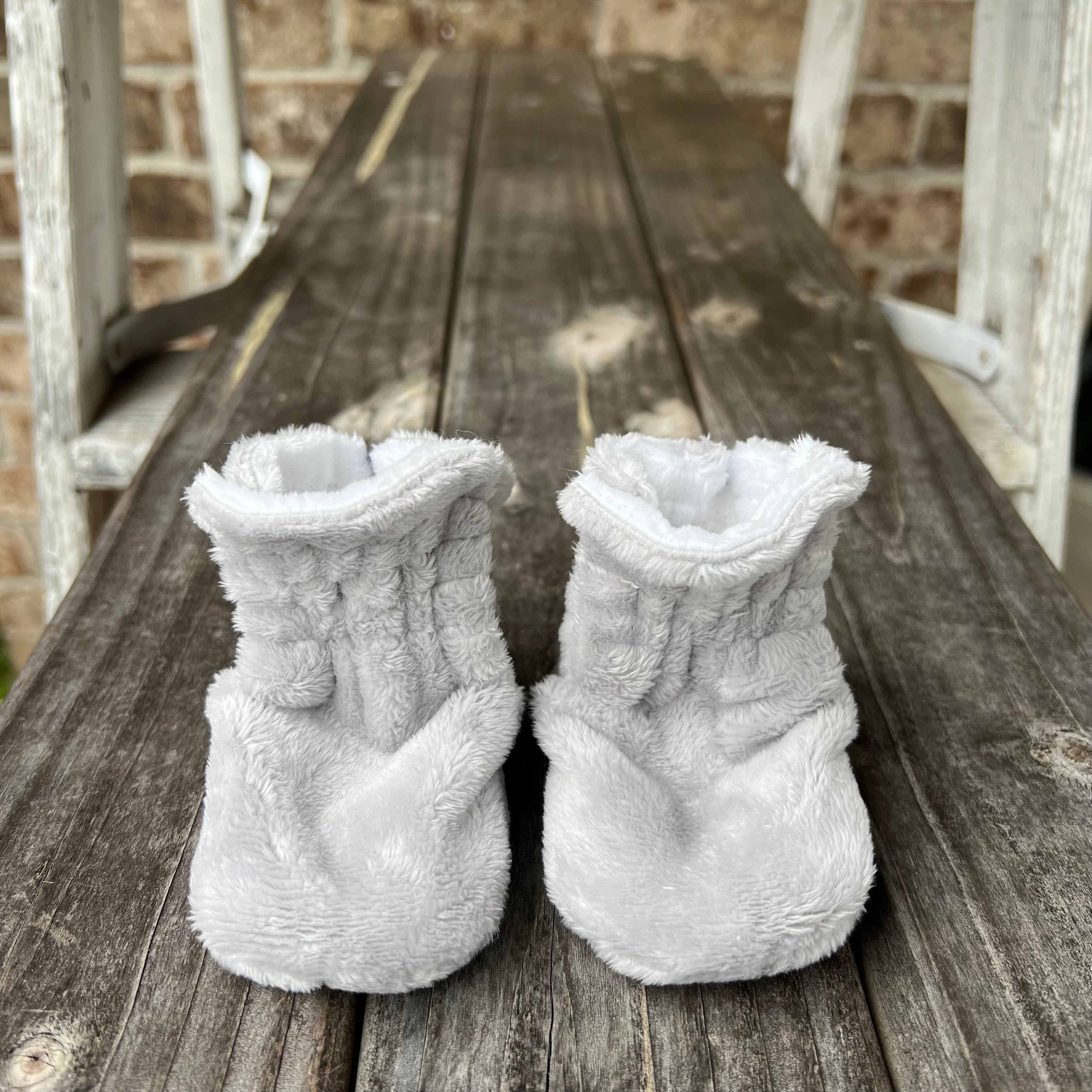 LE Smooth Platinum Minky Booties Ready to Ship