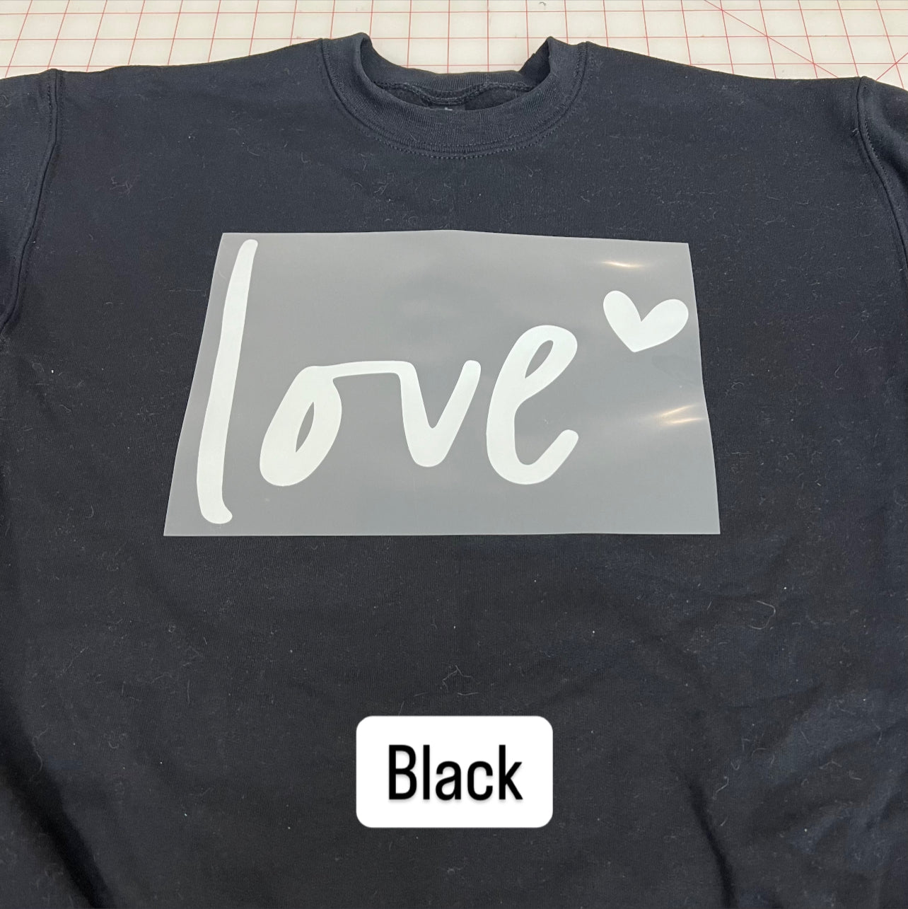 NEW! LE Love w/heart Heat Transfer Crewneck Sweatshirt