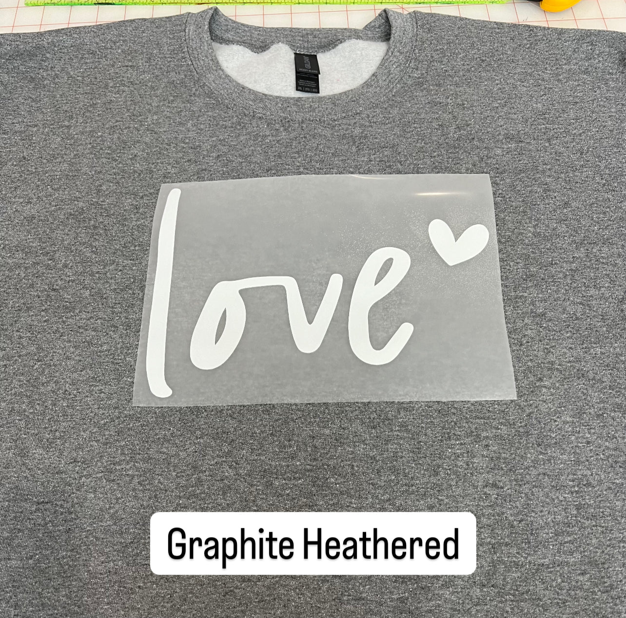 NEW! LE Love w/heart Heat Transfer Crewneck Sweatshirt