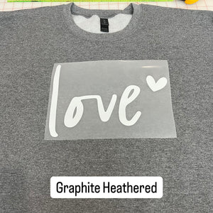 NEW! LE Love w/heart Heat Transfer Crewneck Sweatshirt