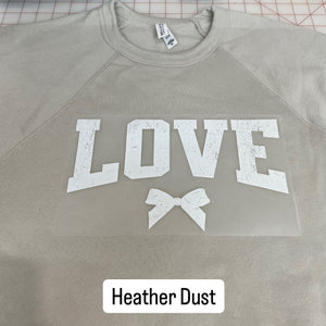 NEW! LE LOVE w/ Bow Heat Transfer Crewneck Sweatshirt