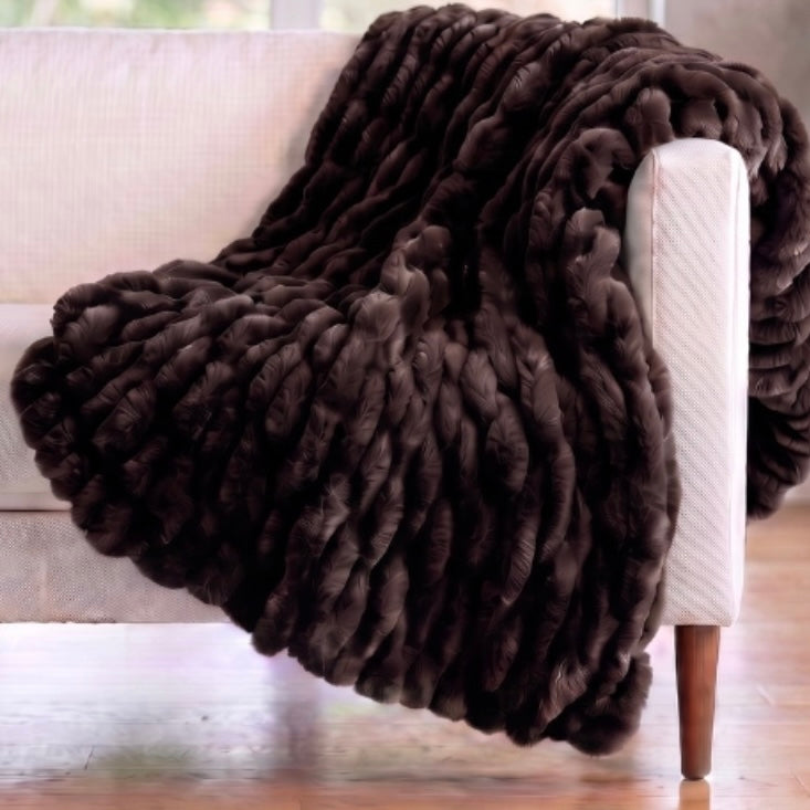 Finished Enzo Black Coffee Luxe Milan Blanket
