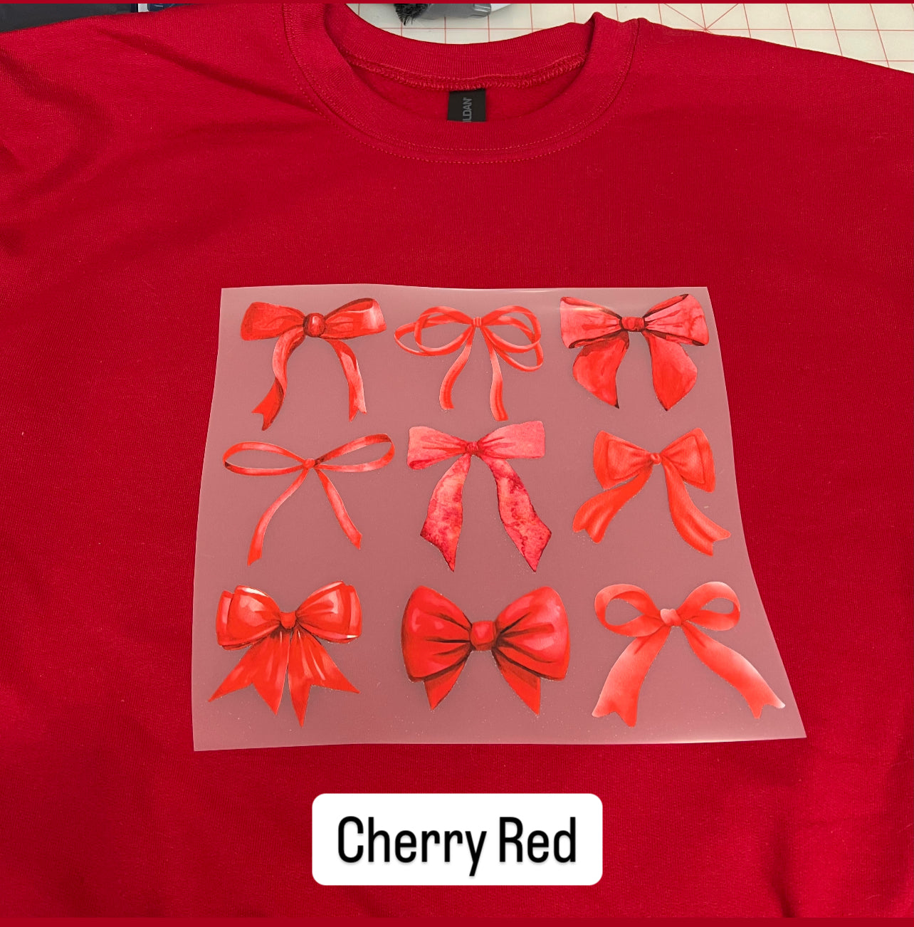 NEW! LE Red Bows Heat Transfer Crewneck Sweatshirt