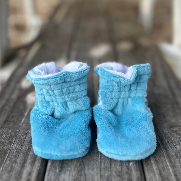 LE Smooth French Blue Minky Booties Ready to Ship