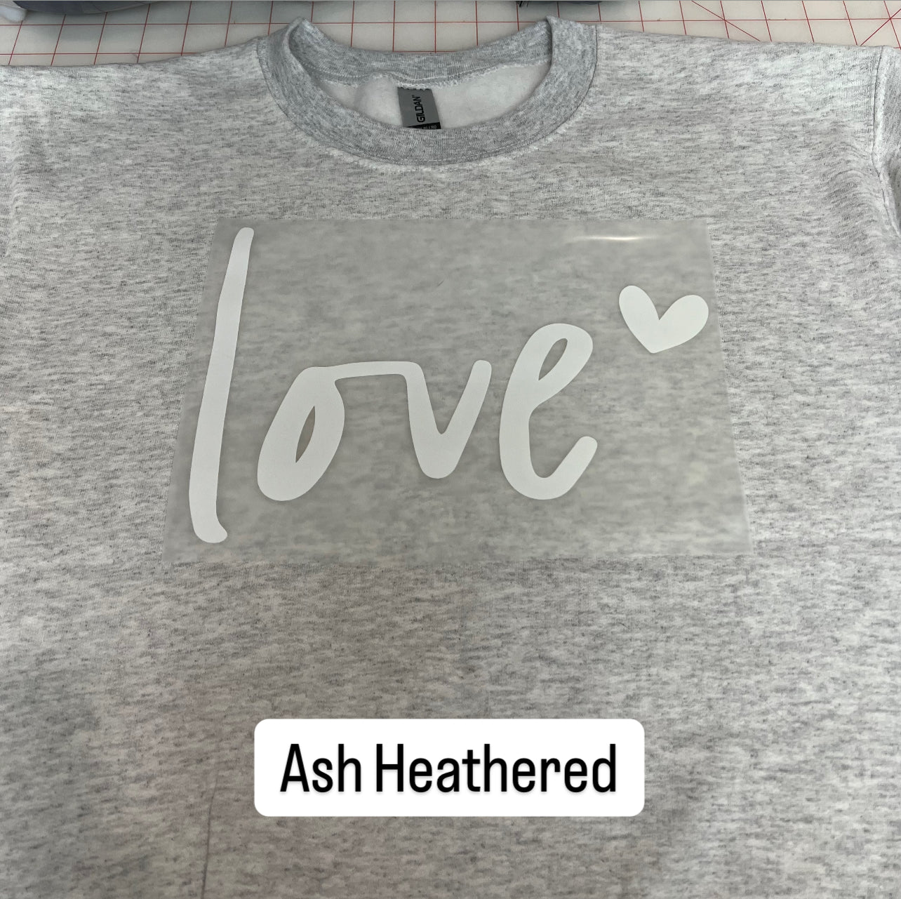 NEW! LE Love w/heart Heat Transfer Crewneck Sweatshirt