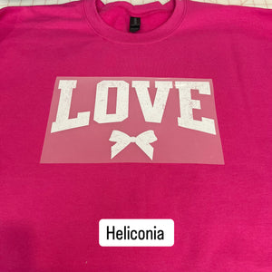 NEW! LE LOVE w/ Bow Heat Transfer Crewneck Sweatshirt