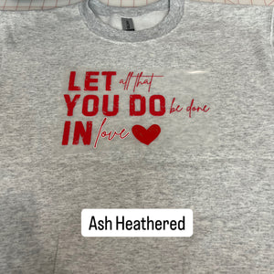 NEW! LE Let all You do Red Heat Transfer Crewneck Sweatshirt