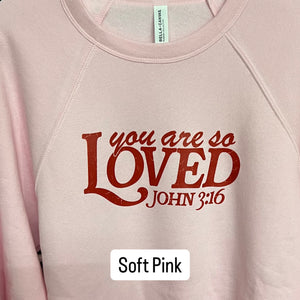 NEW! LE You are so LOVED Red Heat Transfer Crewneck Sweatshirt