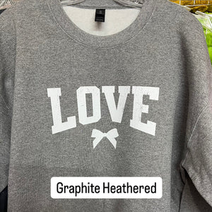 NEW! LE LOVE w/ Bow Heat Transfer Crewneck Sweatshirt