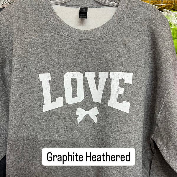 NEW! LE LOVE w/ Bow Heat Transfer Crewneck Sweatshirt