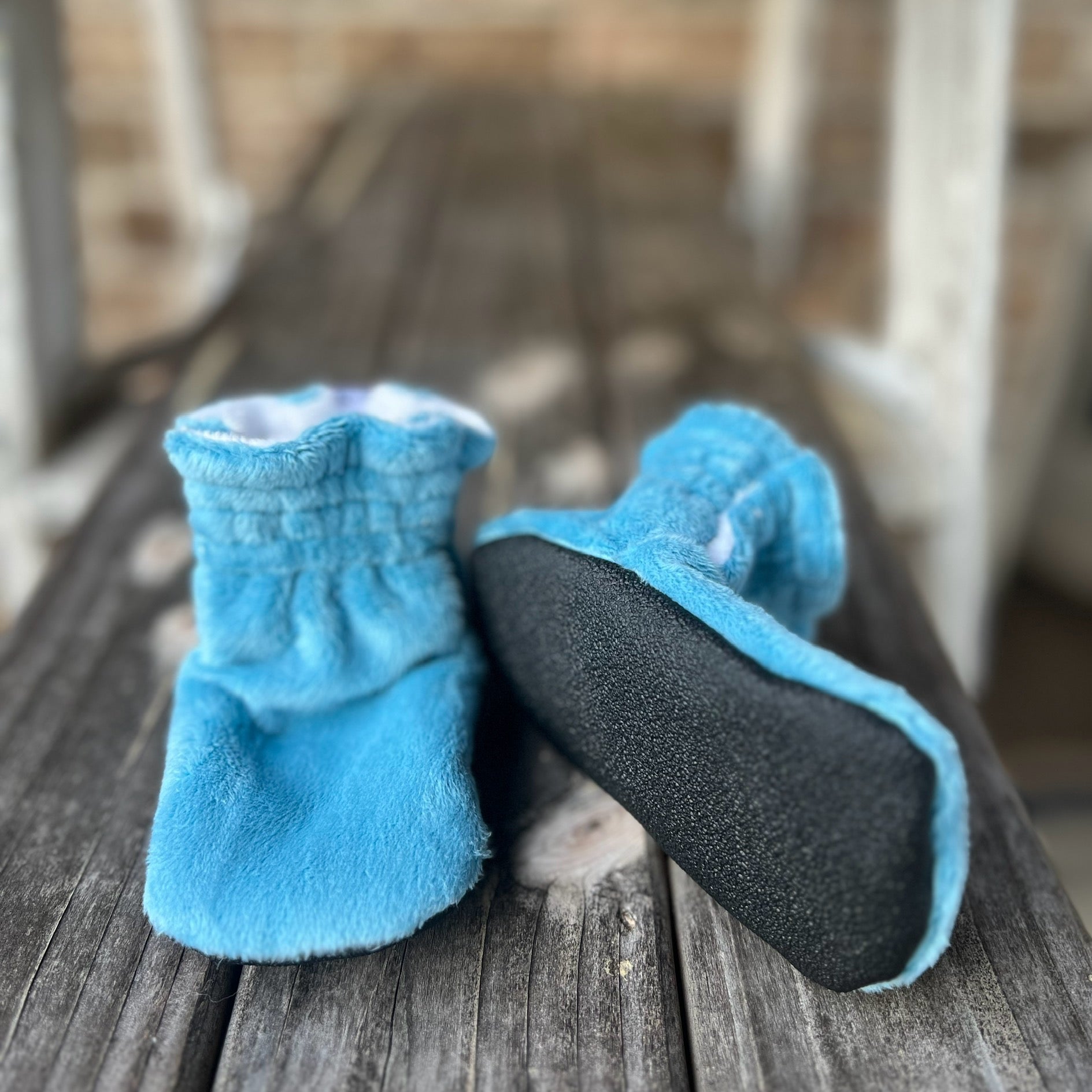 LE Smooth French Blue Minky Booties Ready to Ship