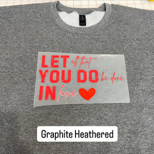 NEW! LE Let all You do Red Heat Transfer Crewneck Sweatshirt