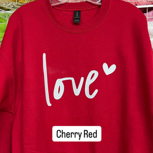 NEW! LE Love w/heart Heat Transfer Crewneck Sweatshirt