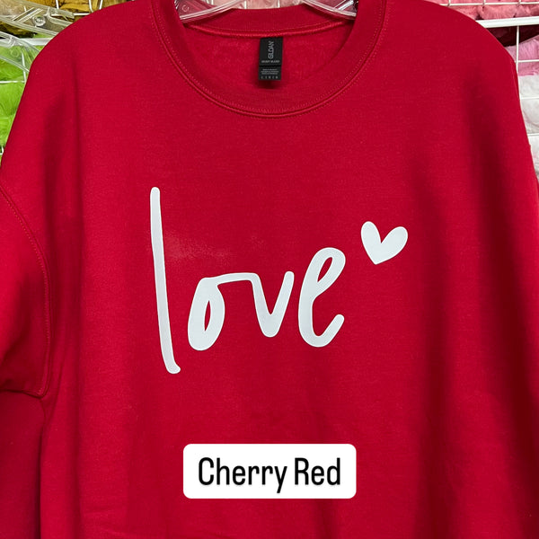 NEW! LE Love w/heart Heat Transfer Crewneck Sweatshirt