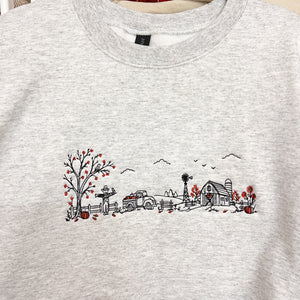 NEW! LE Pumpkin Patch Farm Embroidery Sweatshirt