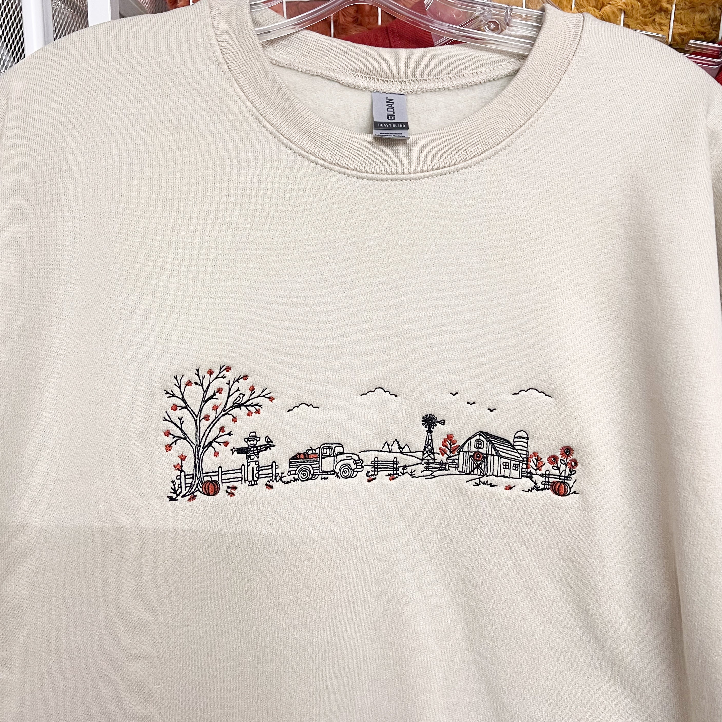 NEW! LE Pumpkin Patch Farm Embroidery Sweatshirt