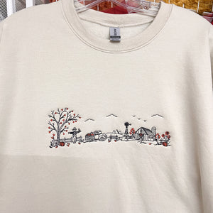 NEW! LE Pumpkin Patch Farm Embroidery Sweatshirt
