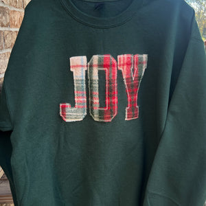NEW! LE Vintage Plaid Wool JOY & MERRY Christmas Sweatshirts
