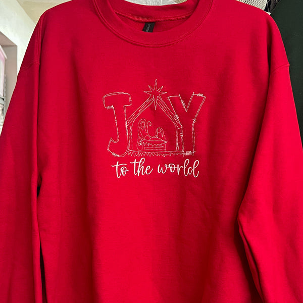 NEW! JOY to the world Embroidered Sweatshirts