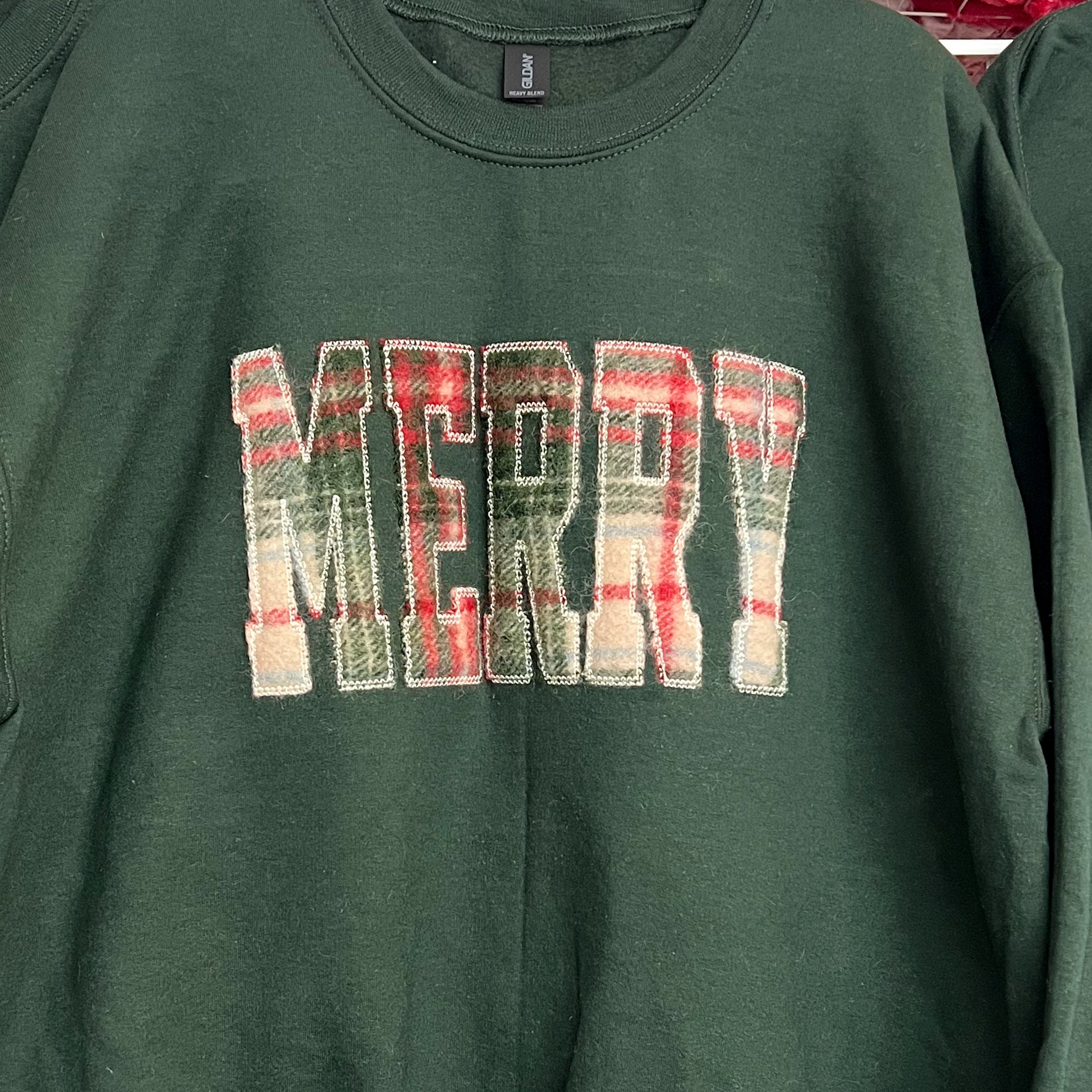 NEW! LE Vintage Plaid Wool JOY & MERRY Christmas Sweatshirts