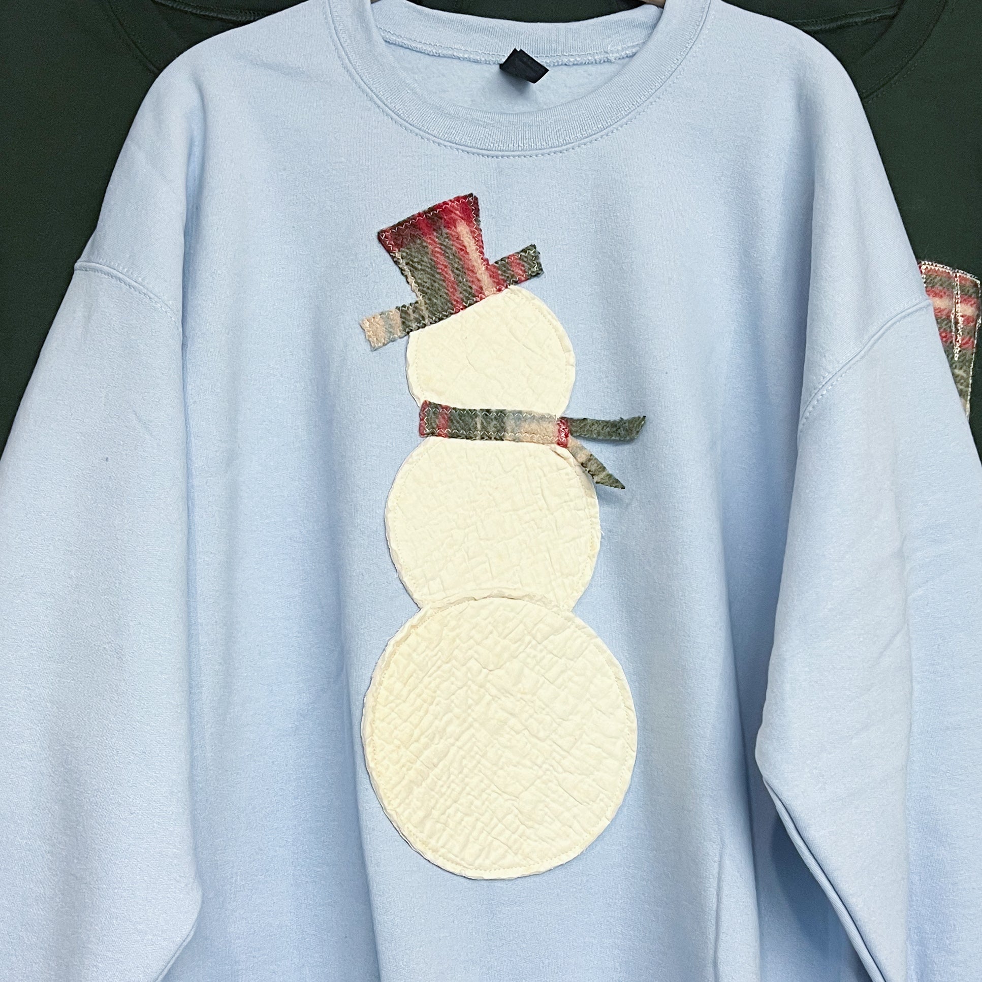 NEW! Vintage Quilt & Wool Snowman Sweatshirts!