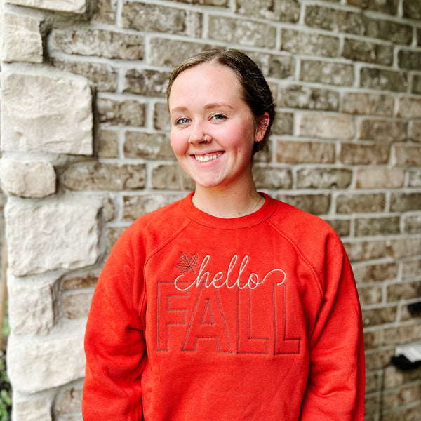 NEW! LE Hello Fall EmbroideredSweatshirts