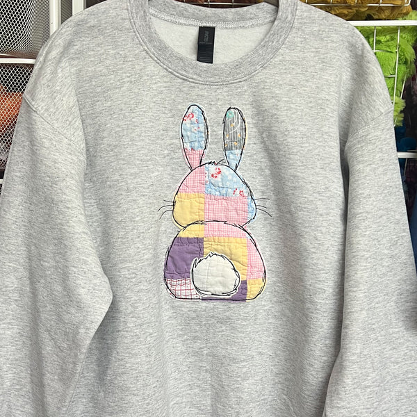 NEW! Sketched Easter Bunny Quilt Appliqued Sweatshirts