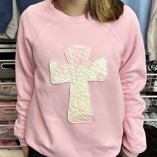 NEW! Easter Cross Quilt Appliqued Sweatshirts
