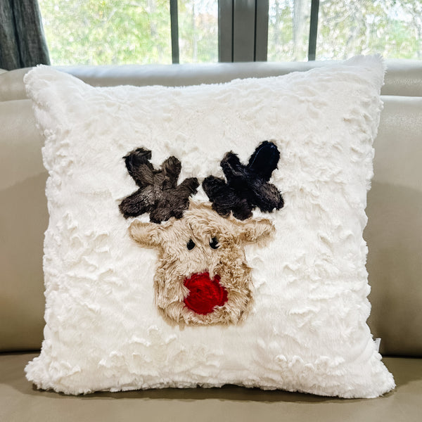 LE Custom Reindeer Applique Pillow Cover