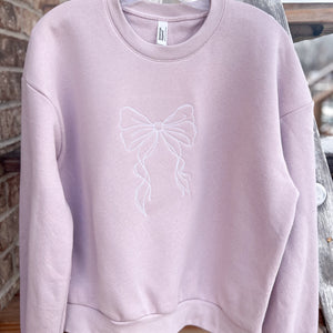 NEW! LE Large Bow Embroidered Cropped Sweatshirts