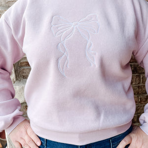 NEW! LE Large Bow Embroidered Cropped Sweatshirts