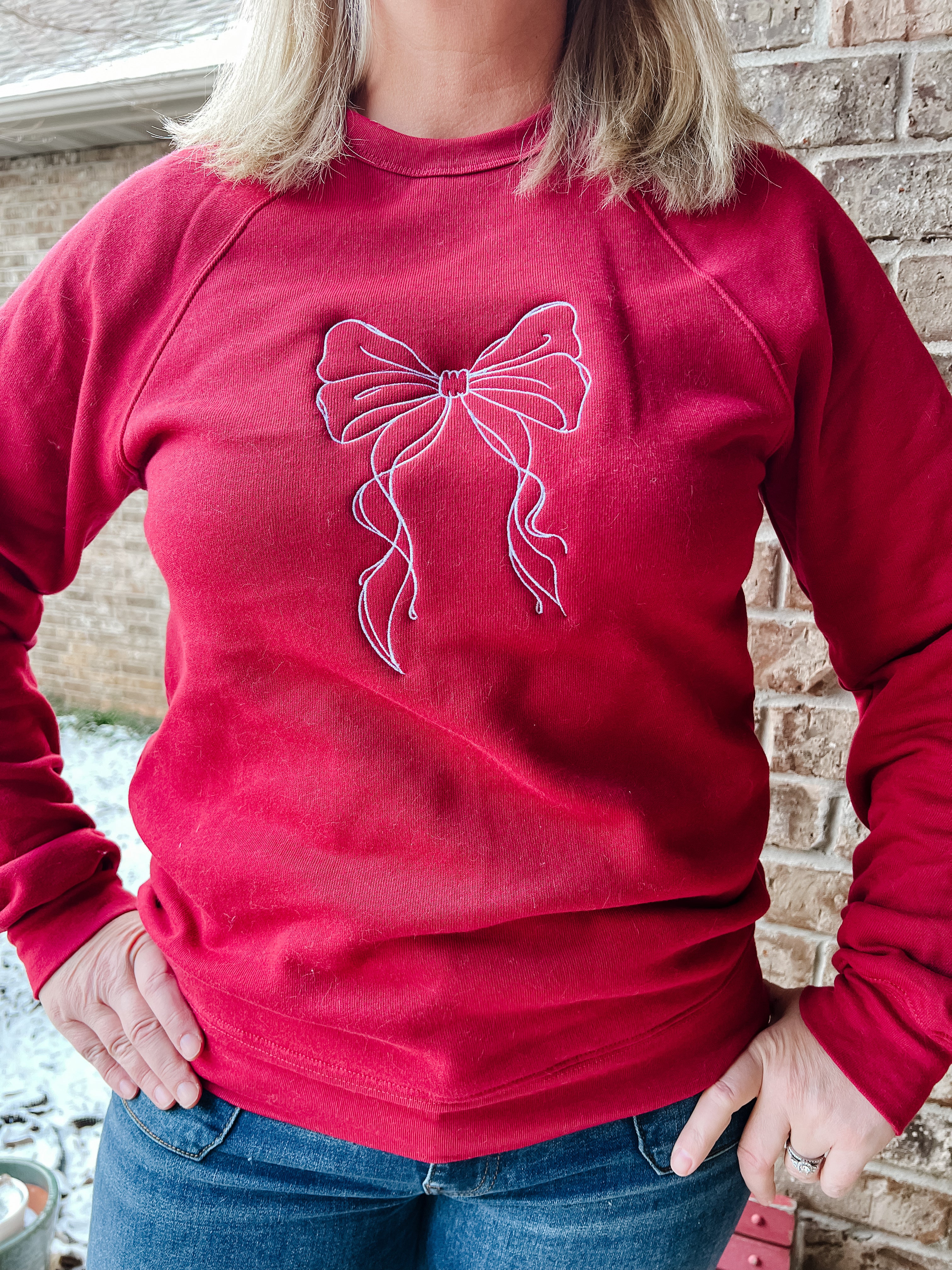 NEW! Custom Large Bow Embroidered Sweatshirts