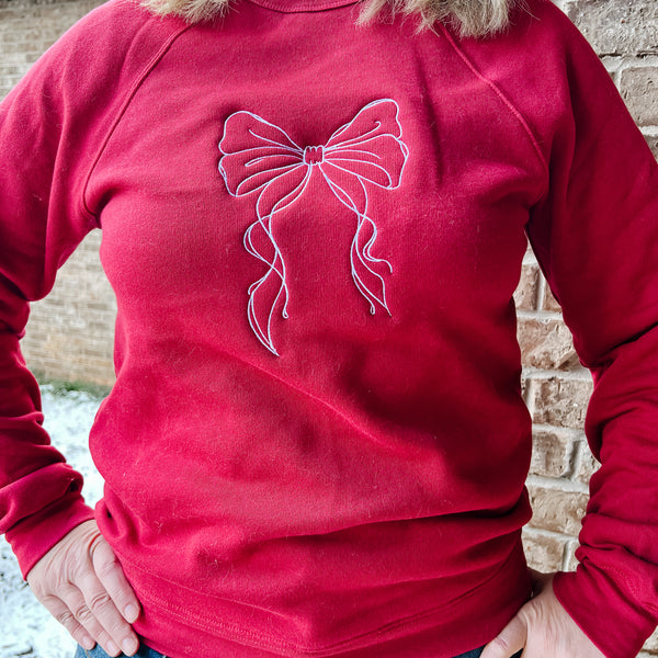 NEW! Custom Large Bow Embroidered Sweatshirts