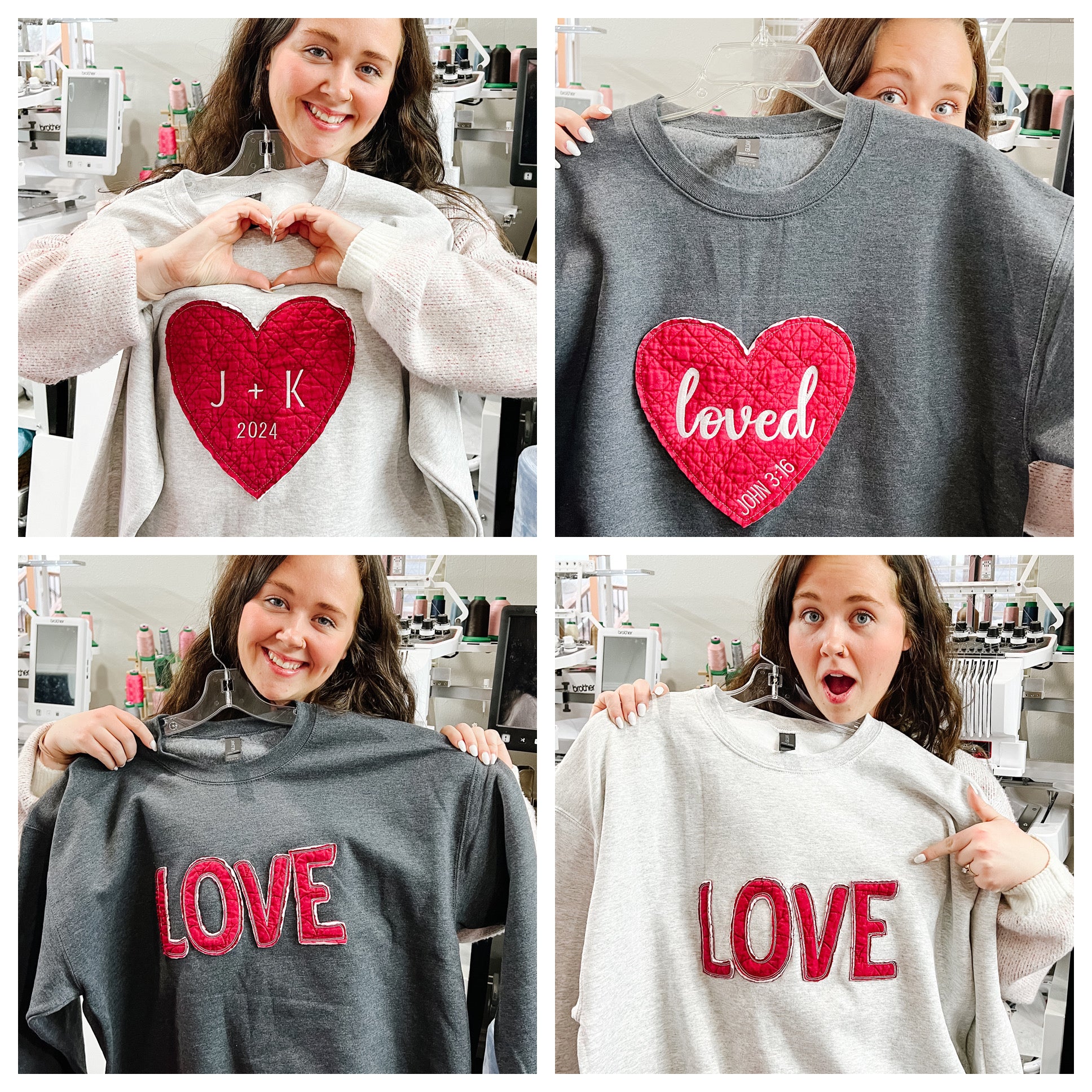 NEW! LE Red Quilt Valentines Sweatshirts!