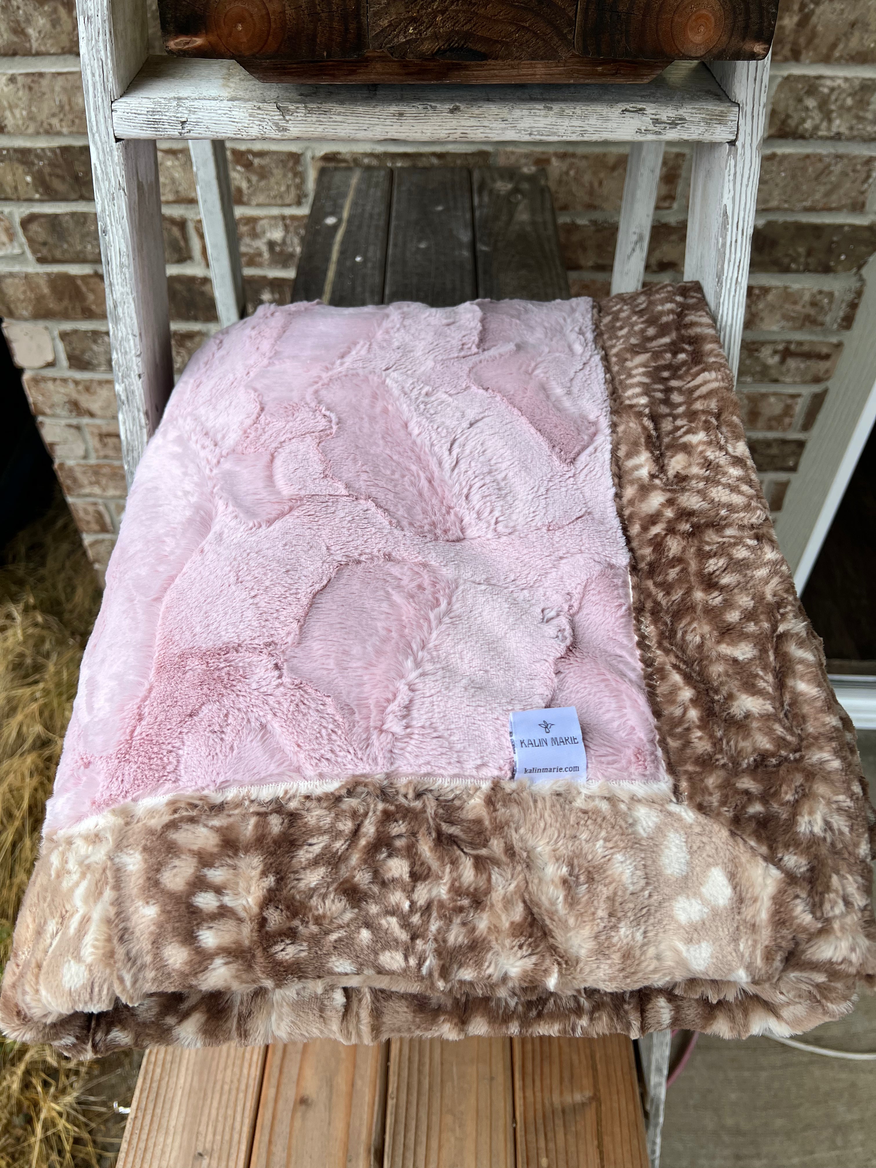 RTS Rosewater Hide & Fawn Fur Luxe Blanket