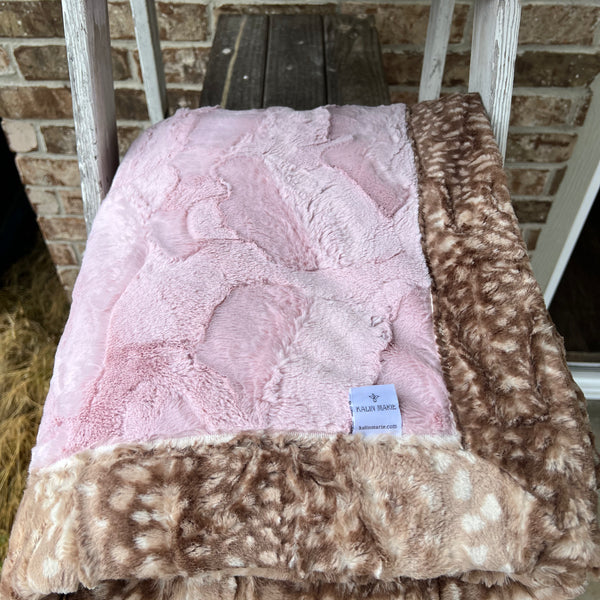 RTS Rosewater Hide & Fawn Fur Luxe Blanket