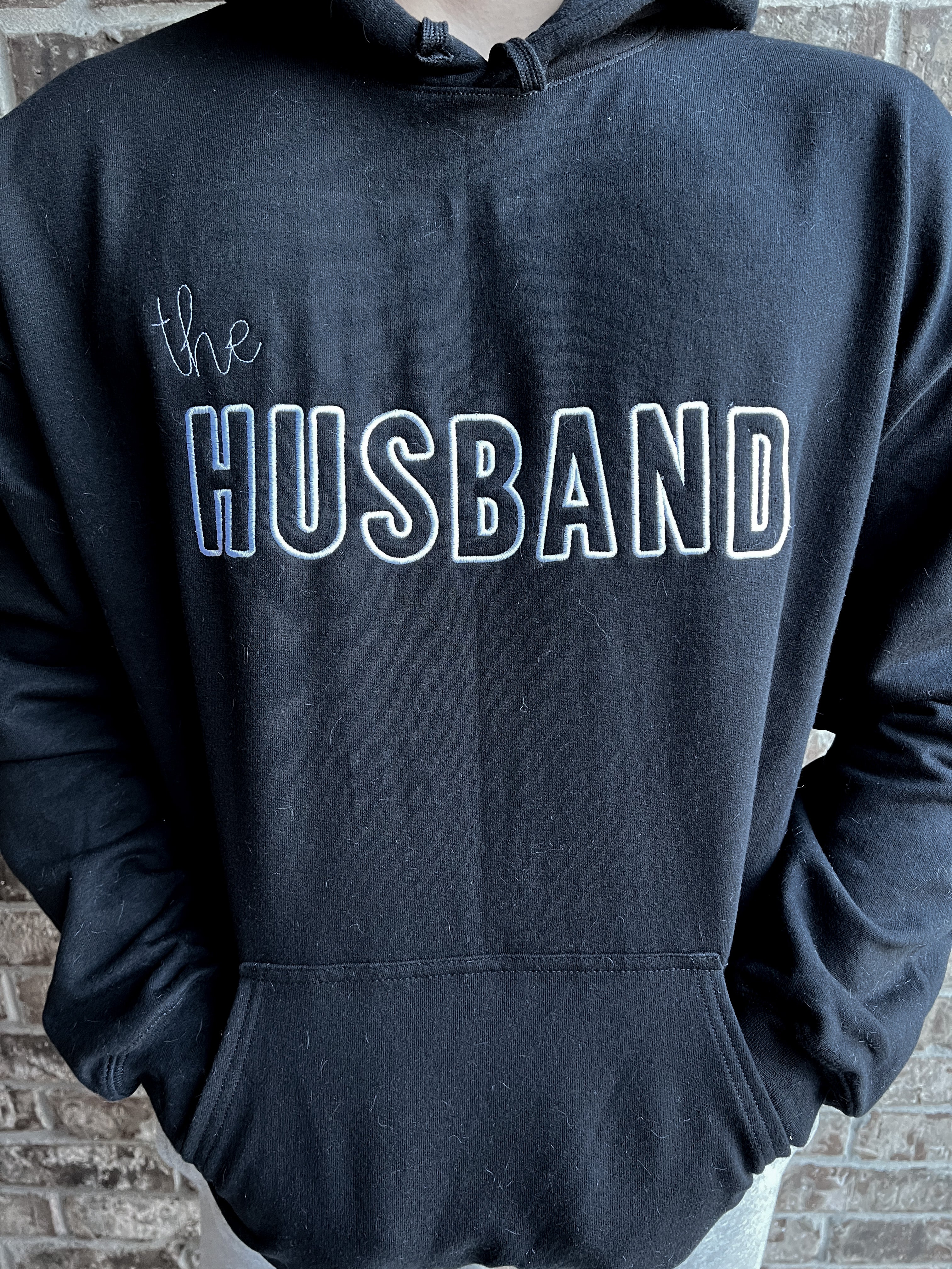 Custom Embroidered double font "the Husband" Hoodies