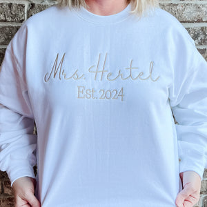 Custom Embroidered Mrs Established Sweatshirts