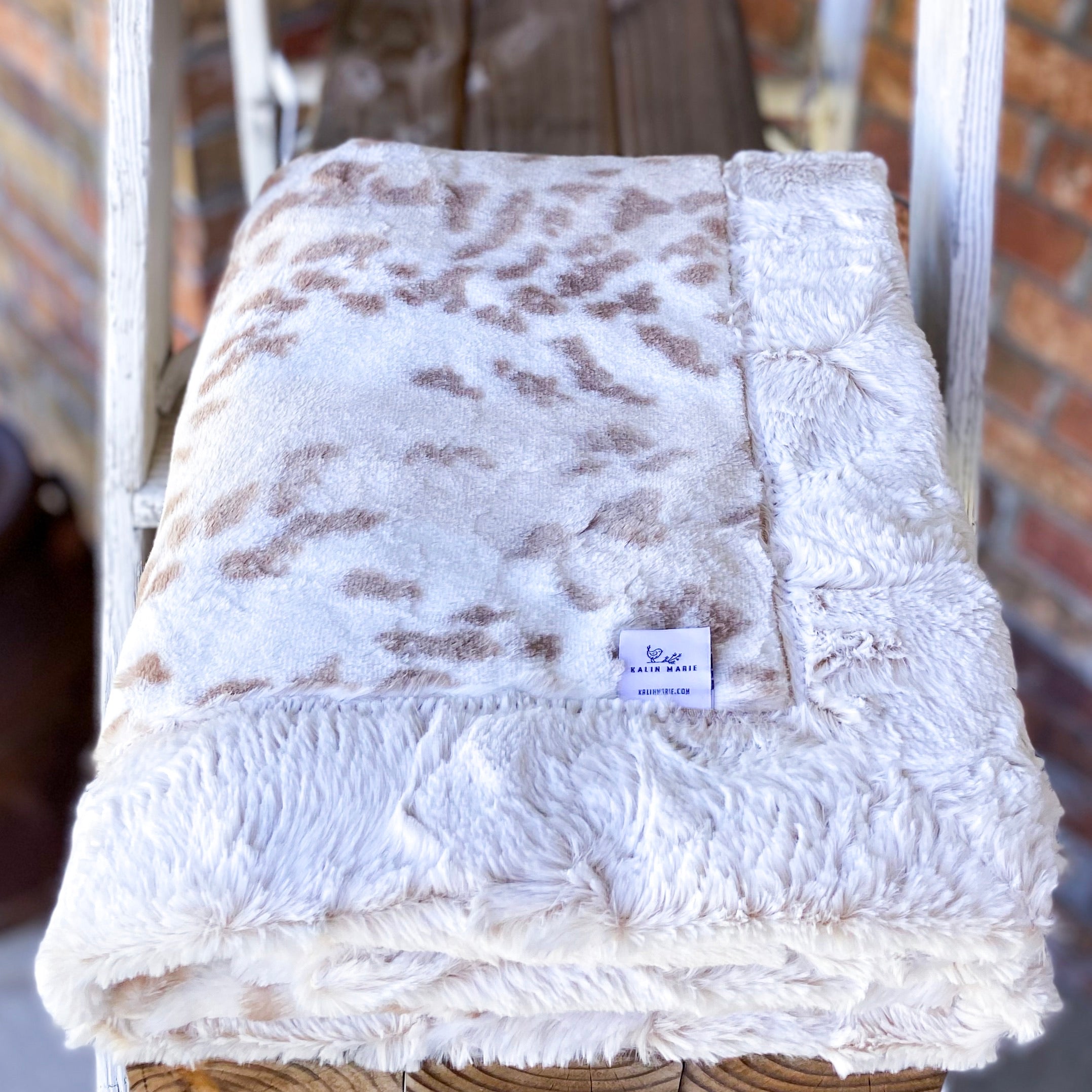 RTS Siberian Leopard Cream & Camel Frosted Hide Luxe Blanket